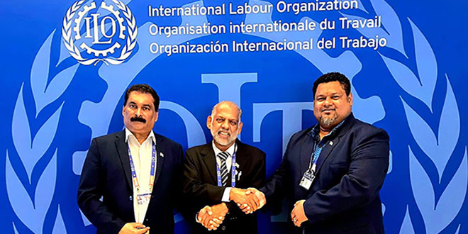 L-R: FTCU National Secretary Mr. Felix Anthony, Minister for Ministry of Employment, Productivity and Workplace Relations Hon. Agni Deo Singh, and FCEF CEO Mr. Edward Bernard