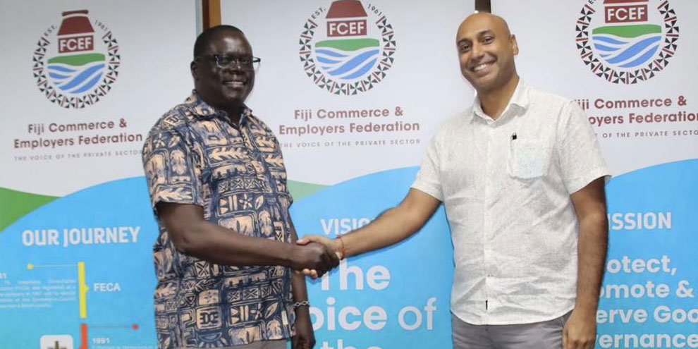 High Commissioner of Kenya, His Excellency Dr. Wilson Kogo with FCEF President Mr. Vinay Narsey